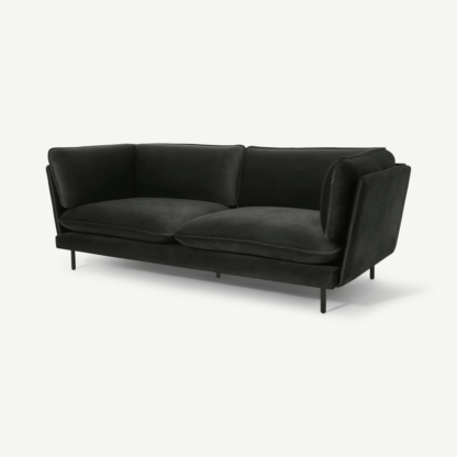 An Image of Wes 3 Seater Sofa, Mourne Grey Velvet