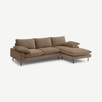 An Image of Fallyn Right Hand Facing Chaise End Sofa, Mink Cotton Velvet