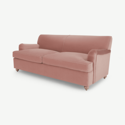 An Image of Orson 3 Seater Sofa Bed, Vintage Pink Velvet
