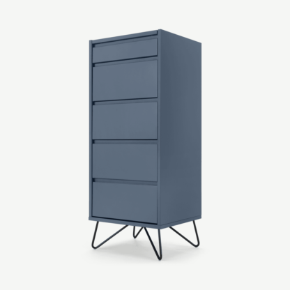 An Image of Elona Vanity Chest of Drawers, Slate Blue & Black