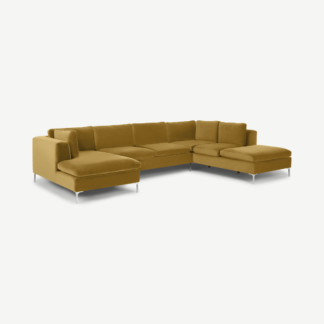 An Image of Monterosso Right Hand Facing Corner Sofa, Mustard Velvet