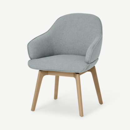 An Image of Erdee Office Chair, Grey Blue Weave with Oak Stain Legs