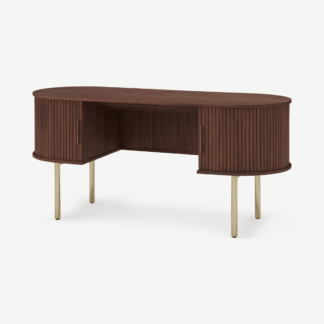 An Image of Tambo Wide Desk, Walnut & Brass