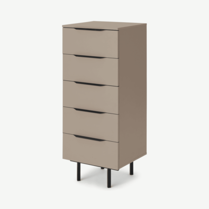 An Image of Damien Tall Chest of Drawers, Cappuccino & Black