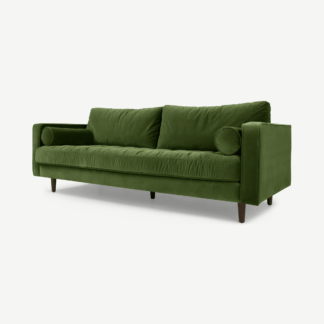 An Image of Scott 3 Seater Sofa, Grass Cotton Velvet