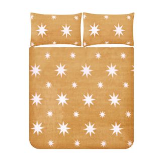 An Image of Snuggle Fleece Bedding Set - Ochre Star - King