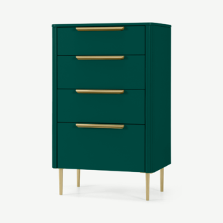 An Image of Ebro Tall Chest of Drawers, Peacock Green
