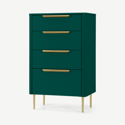 92a8098ba3c3d037cf06f15604c01cf4fbcc2a2d180a4fdcd2a556dace064b25-1.png An Image of Ebro Tall Chest of Drawers, Peacock Green