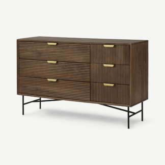 An Image of Haines Wide Chest of Drawers, Mango Wood & Brass