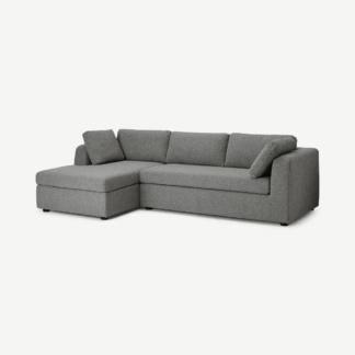 An Image of Mogen Left Hand Facing Chaise End Sofa Bed with Storage, Steel Boucle