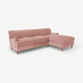 An Image of Orson Right Hand Facing Chaise End Corner Sofa, Vintage Pink Velvet