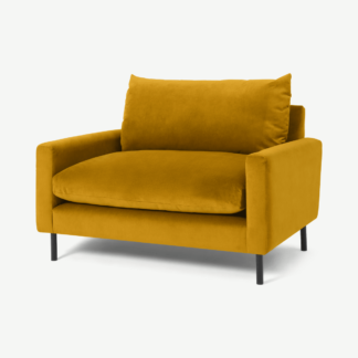 An Image of Russo Loveseat, Mustard Recycled Velvet