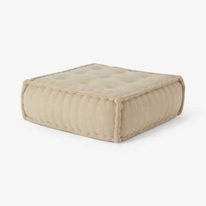 An Image of Sully Large Floor Cushion, Oatmeal Cotton Slub