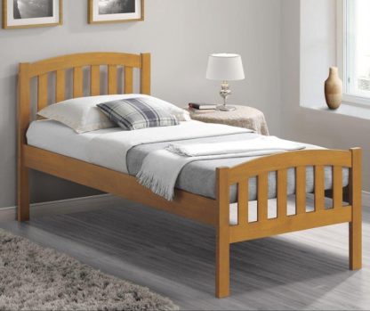 An Image of Lyon Oak Wooden Bed Frame - 3ft Single