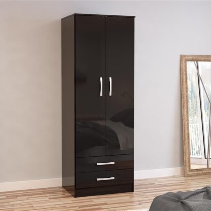 An Image of Lynx 2 Door Combination Wardrobe Black