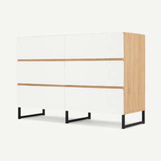 An Image of Hopkins Wide Chest Of Drawers, White & Oak Effect