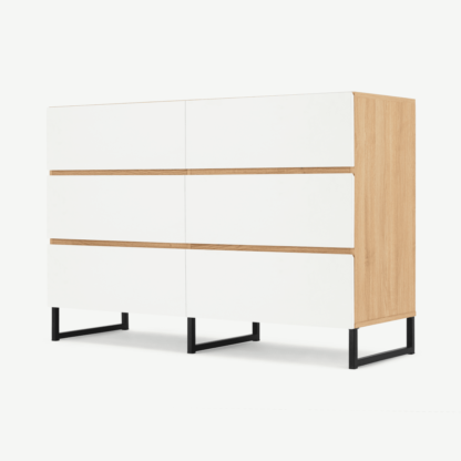 An Image of Hopkins Wide Chest Of Drawers, White & Oak Effect