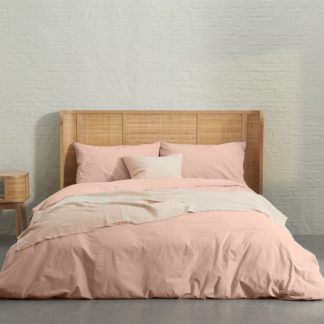 An Image of Zana Organic Cotton Stonewashed Duvet Cover + 2 Pillowcases, Double, Plaster Pink
