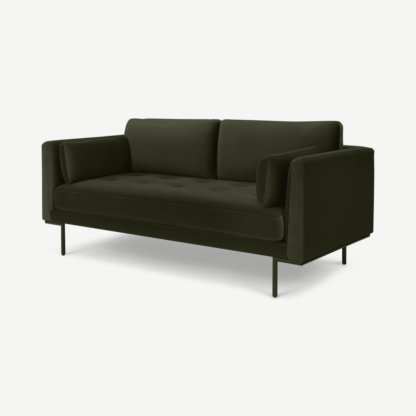 An Image of Harlow Large 2 Seater Sofa, Dark Olive Velvet