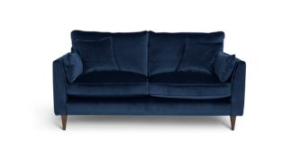 An Image of Habitat Hector 2 Seater Velvet Sofa - Navy