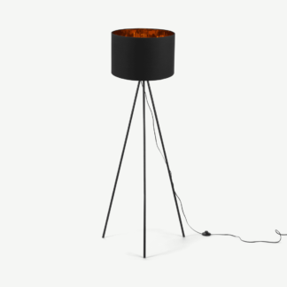 An Image of Tris Tripod Floor Lamp, Matt Black and Copper