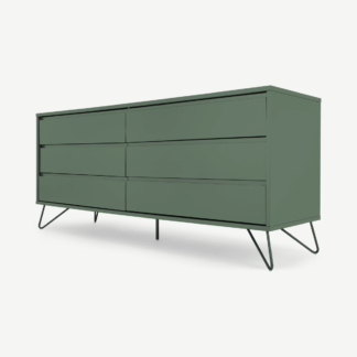 An Image of Elona Wide Chest of Drawers, Fern Green & Black