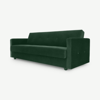An Image of Chou Click Clack Sofa Bed with Storage, Velvet Pine Green