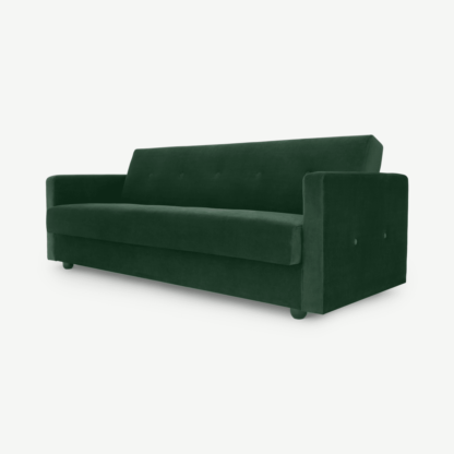 9a1ff8e648841cdfaac9d41af014da7777d765dccba4dbefa59893a9b6f7895e-1.png An Image of Chou Click Clack Sofa Bed with Storage, Velvet Pine Green
