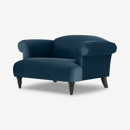 An Image of Claudia Loveseat, Midnight Blue Velvet