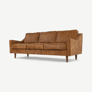 An Image of Dallas 3 Seater Sofa, Outback Tan Premium Leather