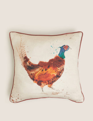 An Image of M&S Pure Cotton Pheasant Print Cushion