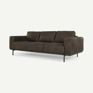 An Image of Jarrod 3 Seater Sofa, Truffle Brown Leather