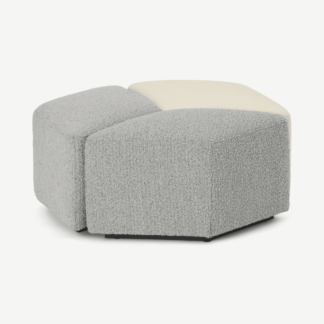 An Image of Zazie Modular 3-Part Pouffe, Tonal Boucle Mix