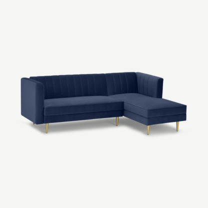 An Image of Amicie Right Hand Facing Chaise End Click Clack Sofa Bed, Royal Blue Velvet