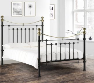 An Image of Victoria Satin Black Metal Bed Frame - 4ft6 Double