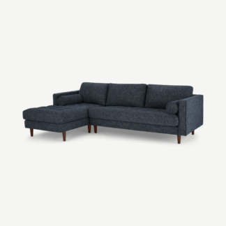 An Image of Scott 4 Seater Left Hand Facing Chaise End Corner Sofa, Cuba Blue Weave