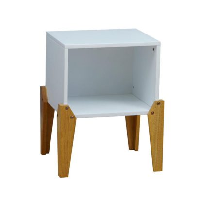 An Image of Solar Joybox White and Oak Wooden Bedside Table