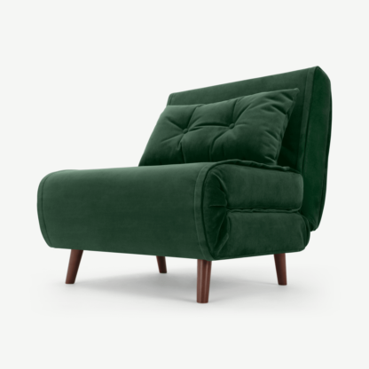 An Image of Haru Single Sofa Bed, Pine Green Velvet