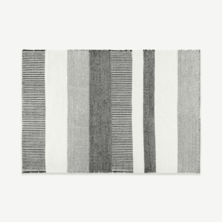 An Image of Malay Wool Stripe Rug, Large 160 x 230cm, Black & White