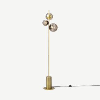 An Image of Julia 3 Light Floor Lamp, Tortoiseshell Glass & Brass