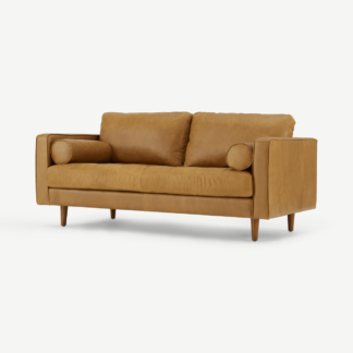 An Image of Scott Large 2 Seater Sofa, Charm Tan Premium Leather