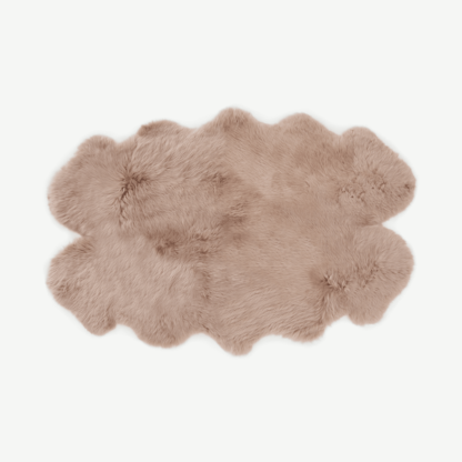 An Image of Helgar Quad 100% Sheepskin Rug, Large 105 x 170 cm, Sandstone
