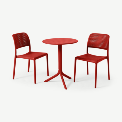 An Image of Nardi 2 Seat Bistro Set, Red Fibreglass & Resin