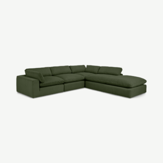 An Image of Samona Right Hand Facing Full Corner Sofa, Sage Corduroy Velvet