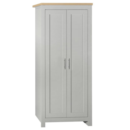 9e7300db087423371f452c36fe52fe3d726dfea5989b5fb3fd1809163079520f.jpg An Image of Highgate Grey and Oak Wooden 2 Door Wardrobe