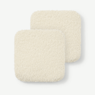 An Image of Mirny Set of 2 Boucle Seat Pads, 40 x 40 cm, Off-White