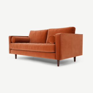 An Image of Scott Large 2 Seater Sofa, Burnt Orange Cotton Velvet