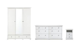 An Image of Habitat Heathland 4 Pc 3 Door 3 Drw Wardrobe Set - White