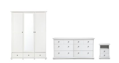 An Image of Habitat Heathland 4 Pc 3 Door 3 Drw Wardrobe Set - White