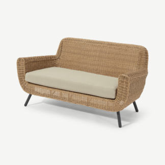 An Image of Jonah Garden 2 Seater Sofa, Natural Polyrattan